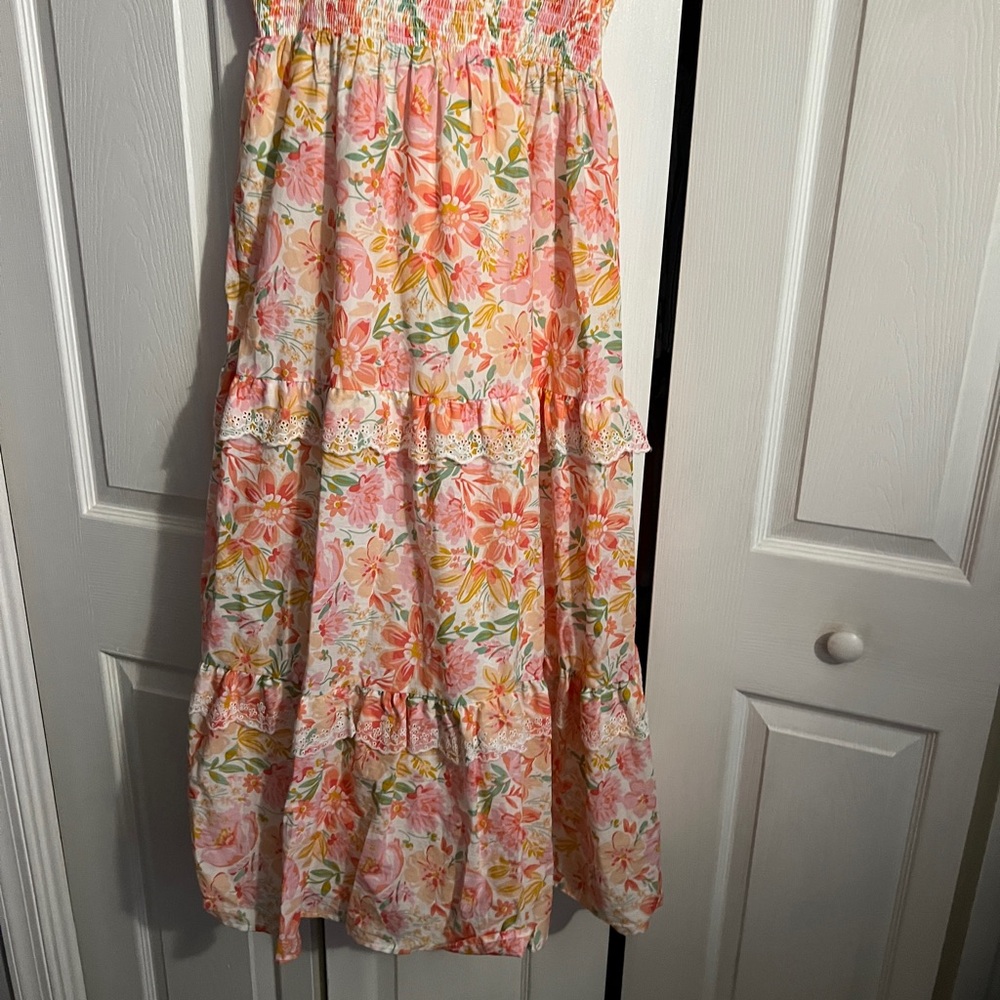 NWOT Haute Hippie Orange and Pink Smocked Tiered Sundress - Picture 5 of 13